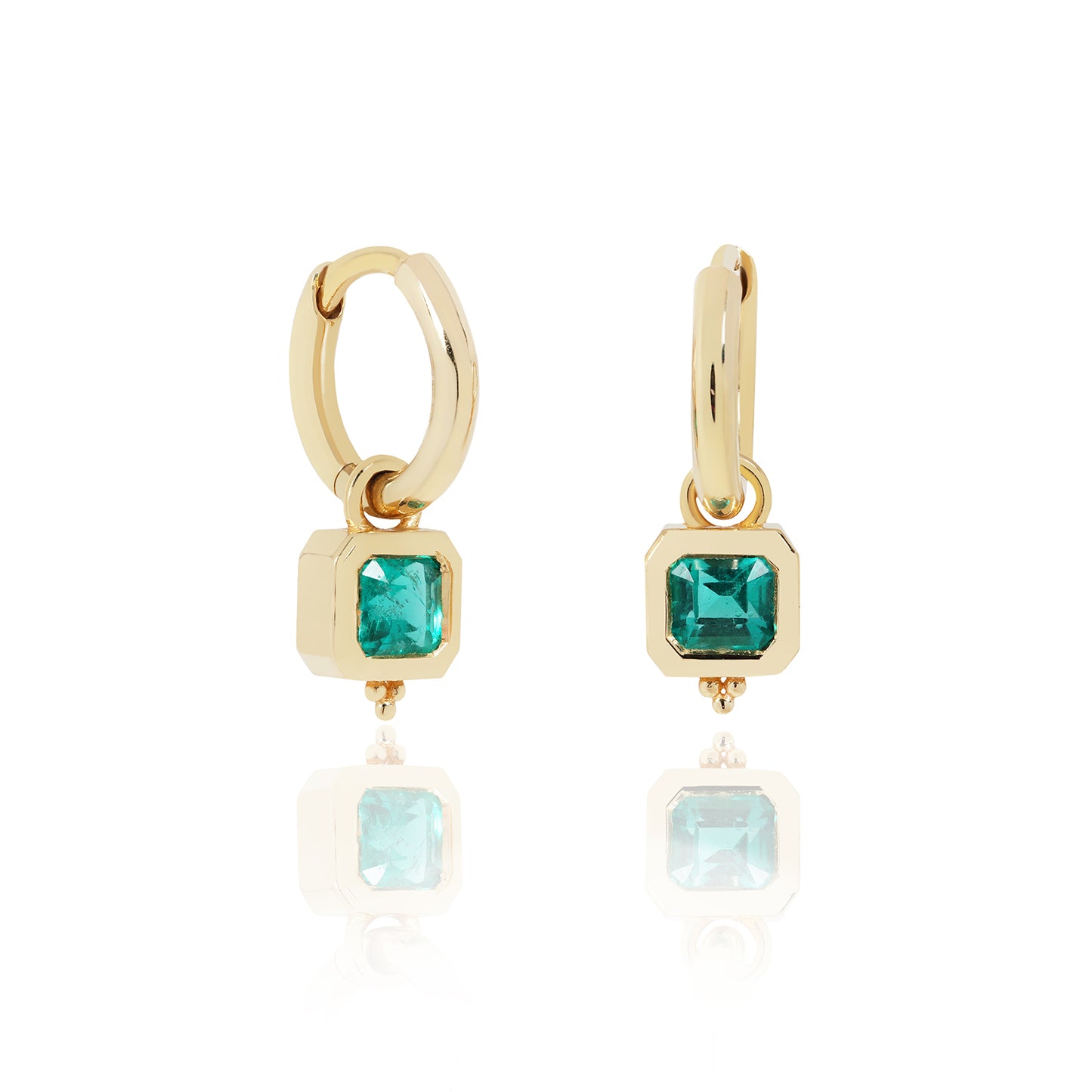 Triya Huggie Small with Emerald Charm