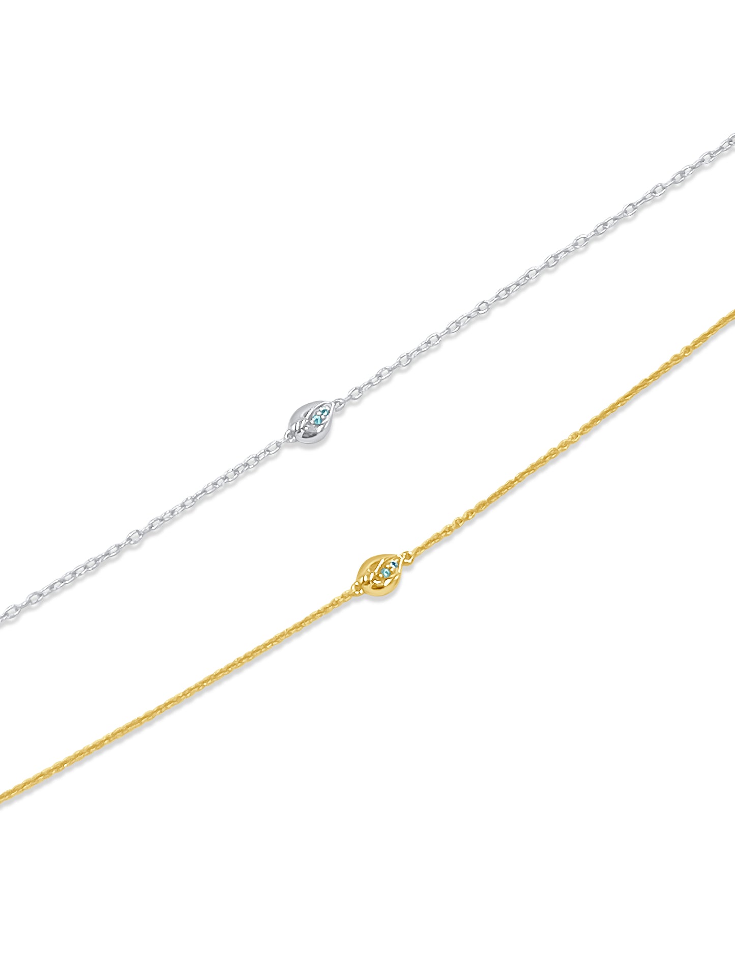 Lotus Bud Anklet Sterling Silver and Blue Topaz