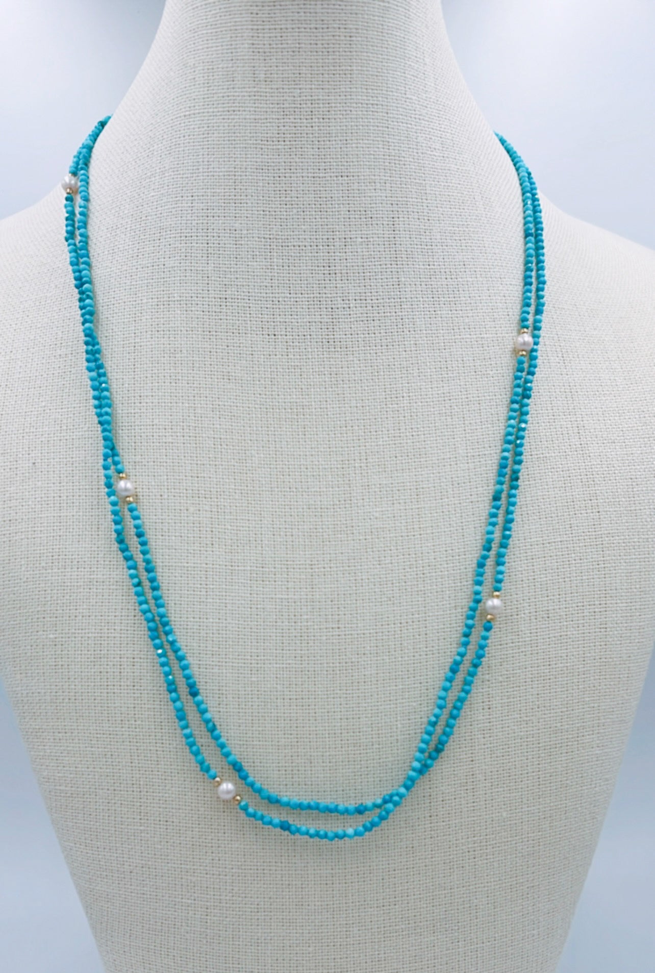 Turquoise & Pearl Beaded Necklace