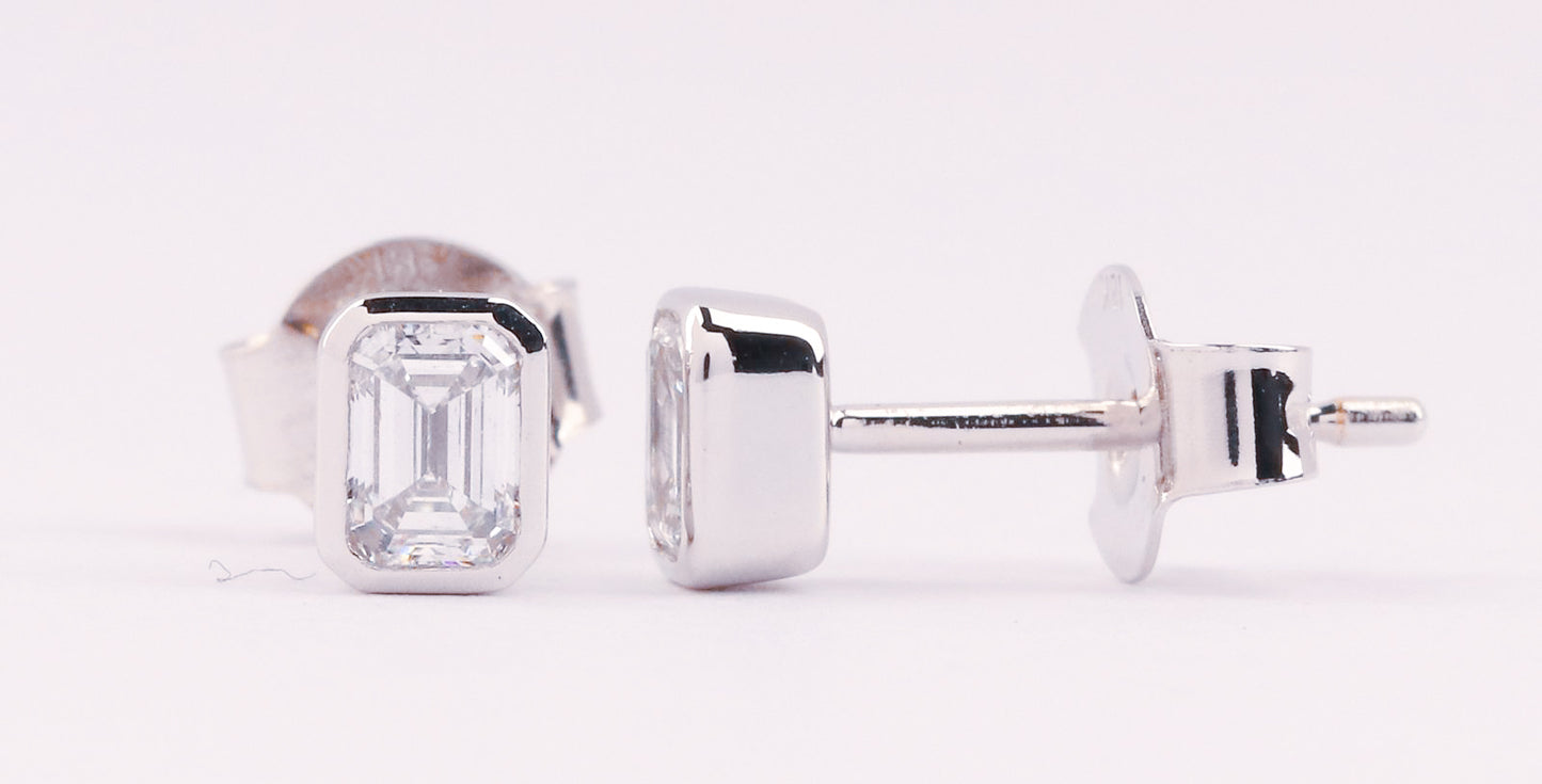 Emerald Cut Diamond Studs