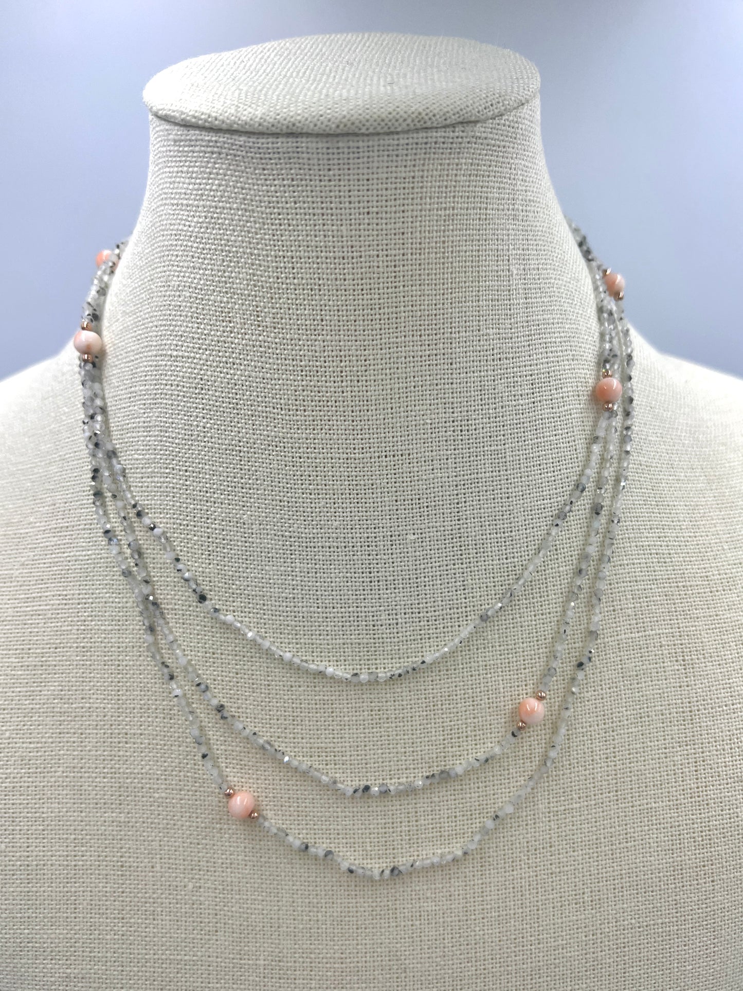 Labradorite and Rose Coral Necklace