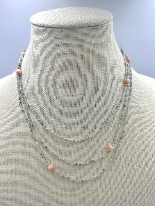 Labradorite and Rose Coral Necklace