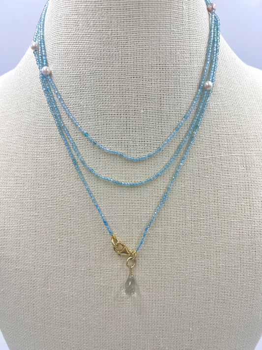 Aquamarine and Fresh Water Pearl Necklace