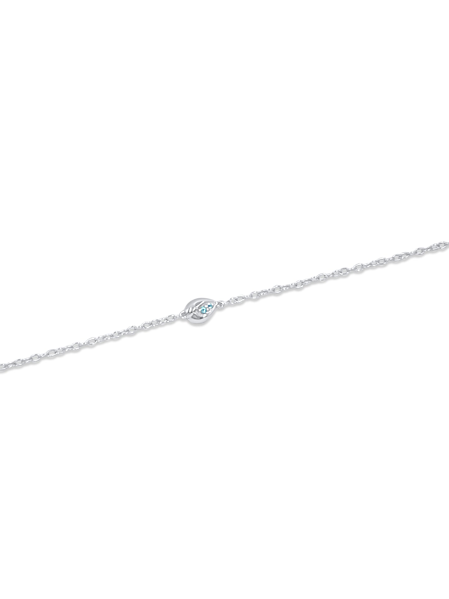 Lotus Bud Anklet Sterling Silver and Blue Topaz