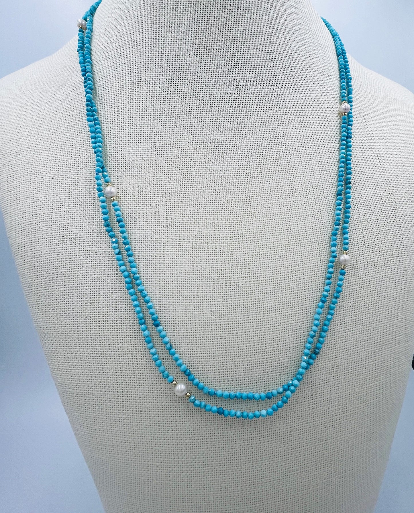 Turquoise & Pearl Beaded Necklace